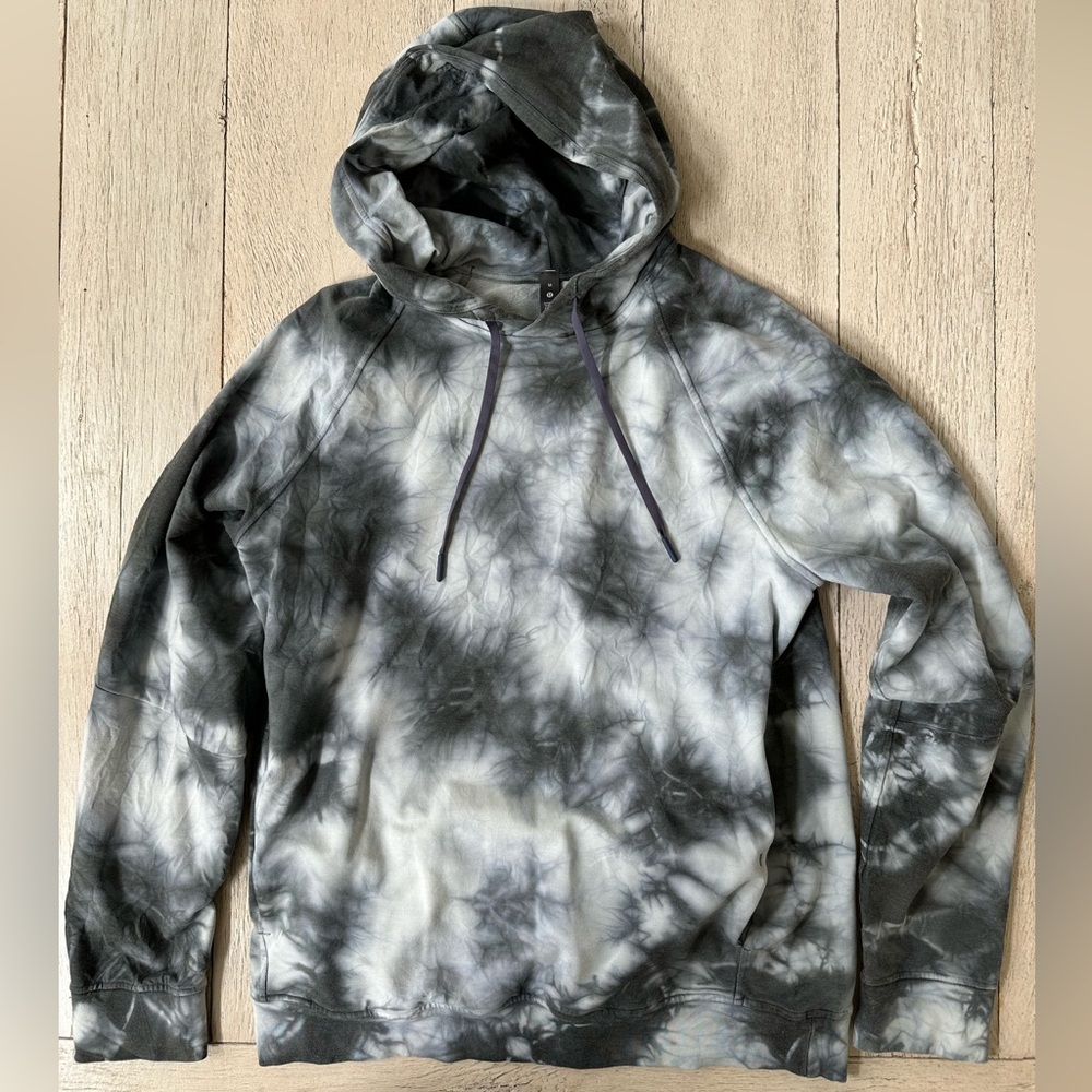 Men's Black and Gray Tie-Dye Hoodie